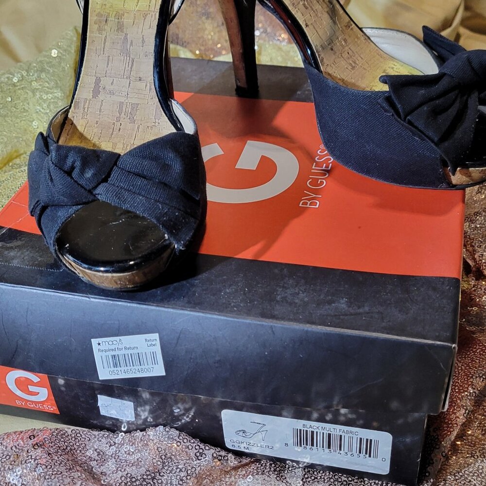 Women's pep toe Black high heels by Guess, size 6.5
